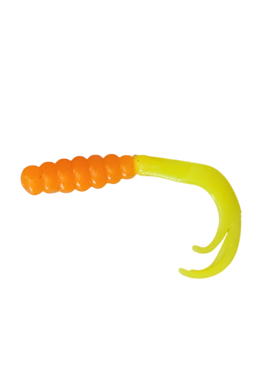 Crappie Country WOW Grub 2 inch curly tail soft plastic in orange sherbet