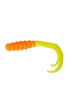 Crappie Country WOW Grub 2 inch curly tail soft plastic in orange sherbet