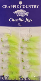Card of Crappie Country chenille jigs in chartreuse, 1/24 oz