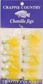 Card of Crappie Country chenille jigs in chartreuse and green, 1/24 oz