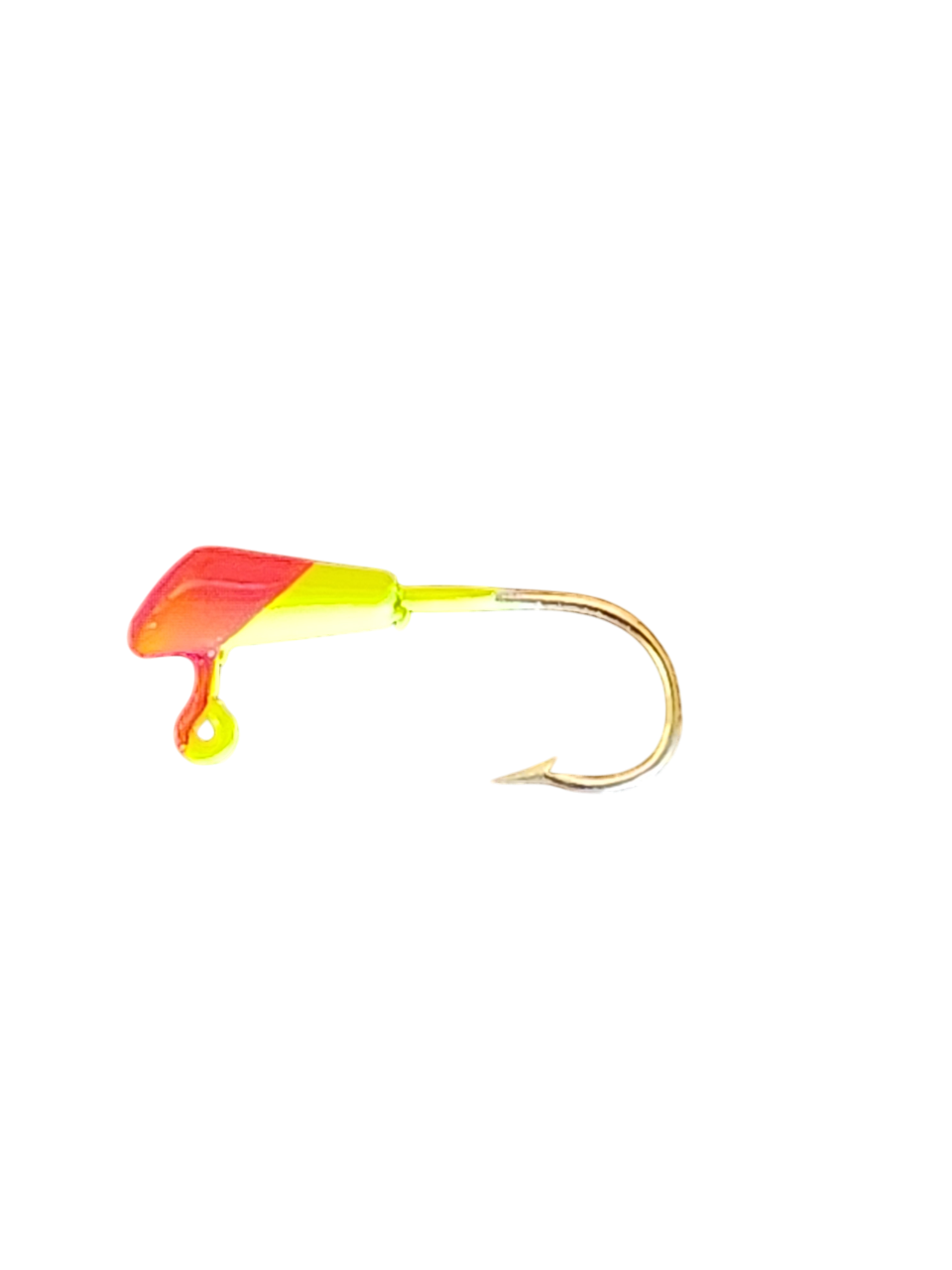 Crappie Country Drone jig head, orange, chartreuse