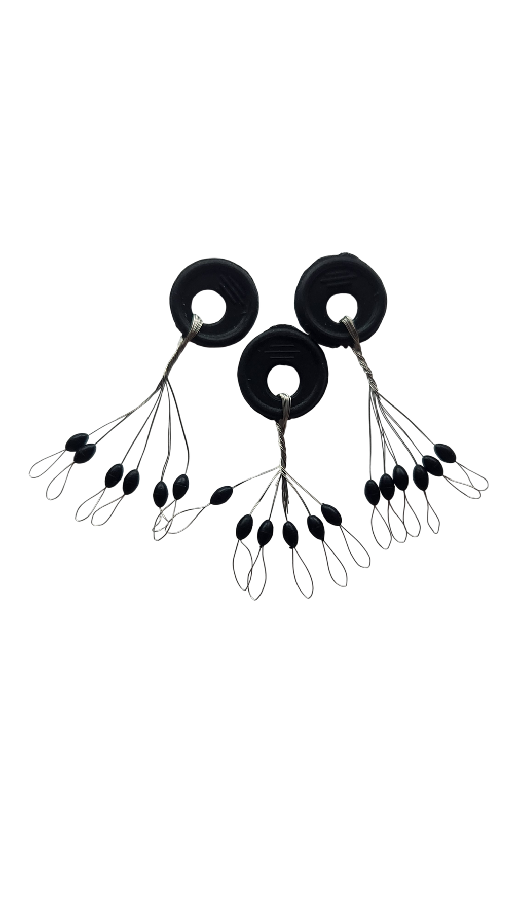 Crappie Country Stop Dot bobber stops: black oval stops on pre-threaded wire loops, 18 per pack