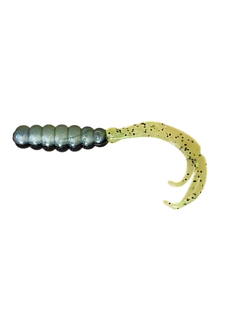 Crappie Country WOW Grub 2 inch curly tail soft plastic in limeback frog