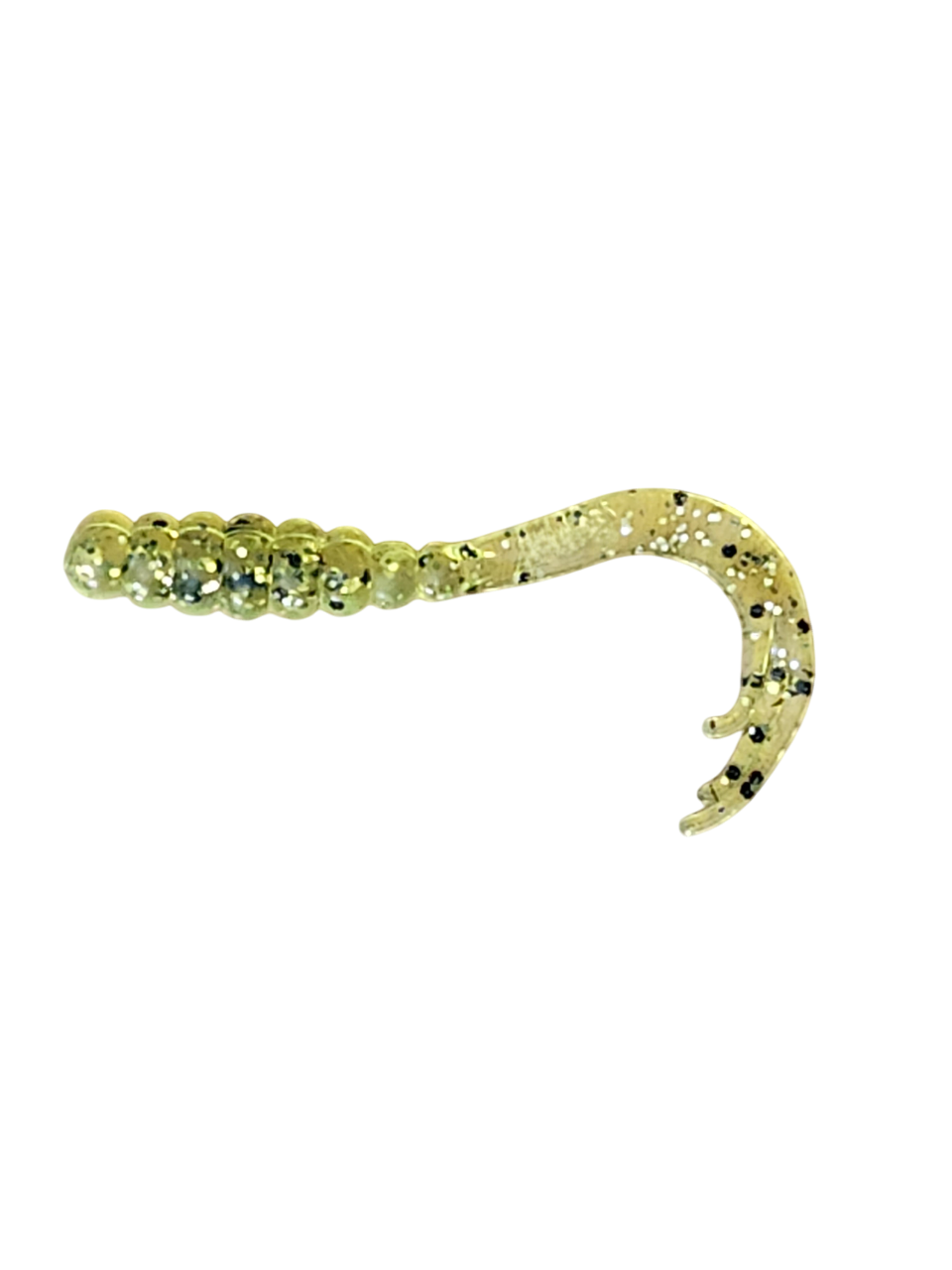 Crappie Country WOW Grub 2 inch curly tail soft plastic in peppered perch