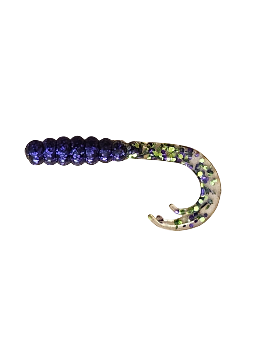 Crappie Country WOW Grub 2 inch curly tail soft plastic in purple passion