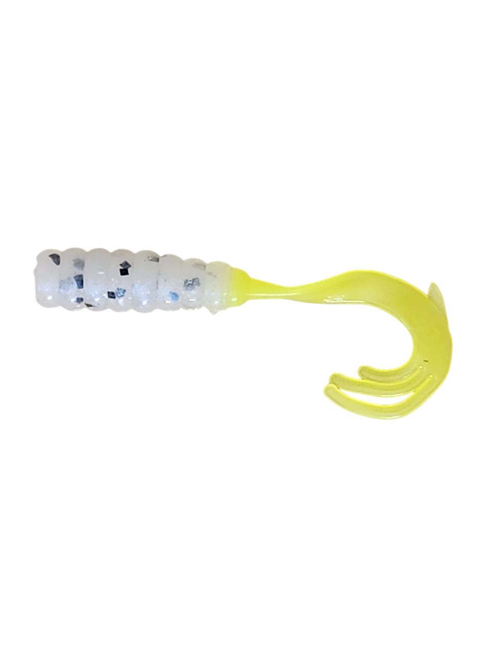 Crappie Country WOW Grub 2 inch curly tail soft plastic in monkey milk opaque