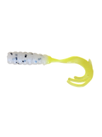 Crappie Country WOW Grub 2 inch curly tail soft plastic in monkey milk opaque