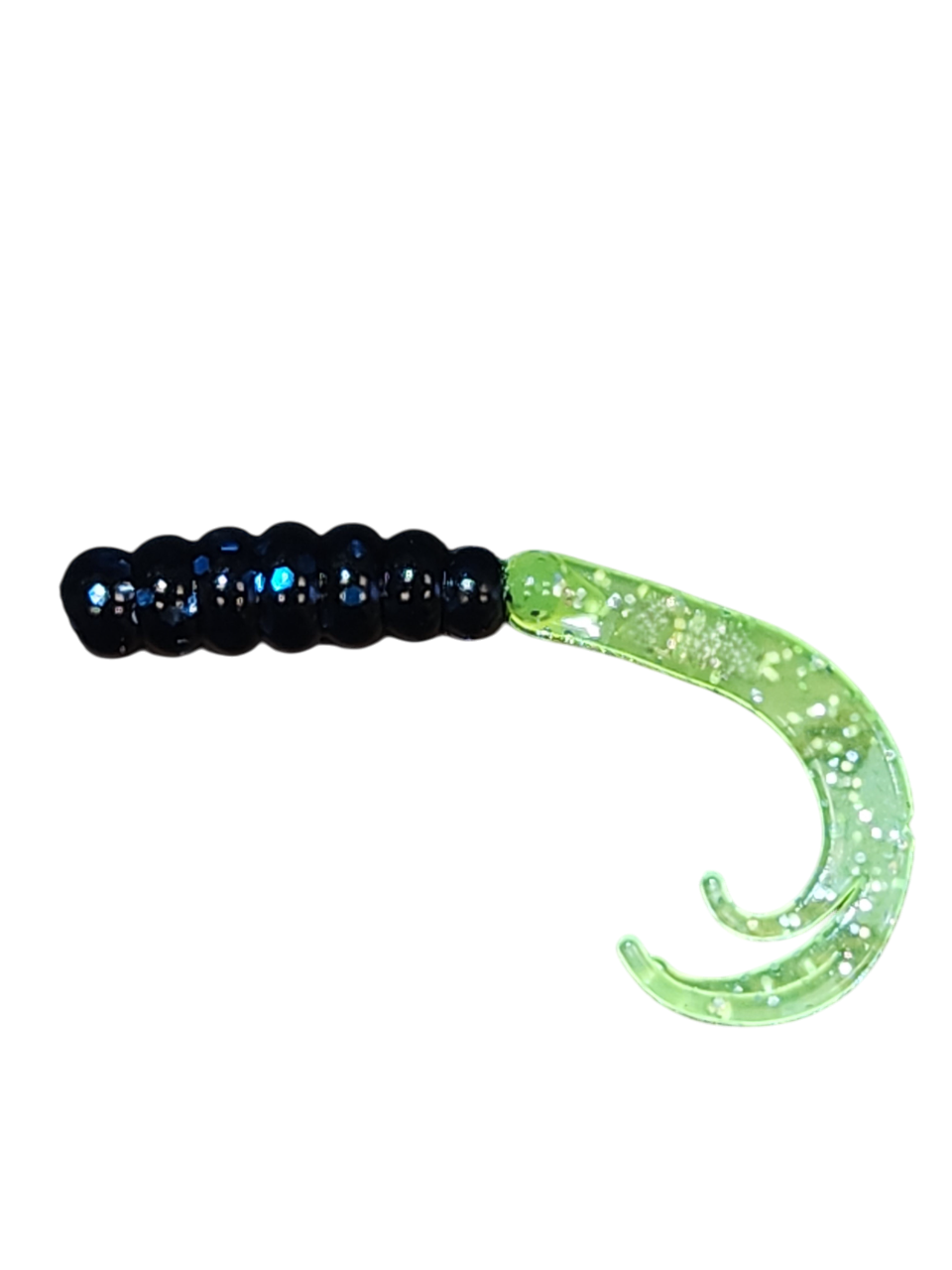 Crappie Country WOW Grub 2 inch curly tail soft plastic in midnight charlie