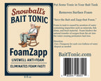 FoamZapp label: livewell anti-foam directions for treating a bait tank