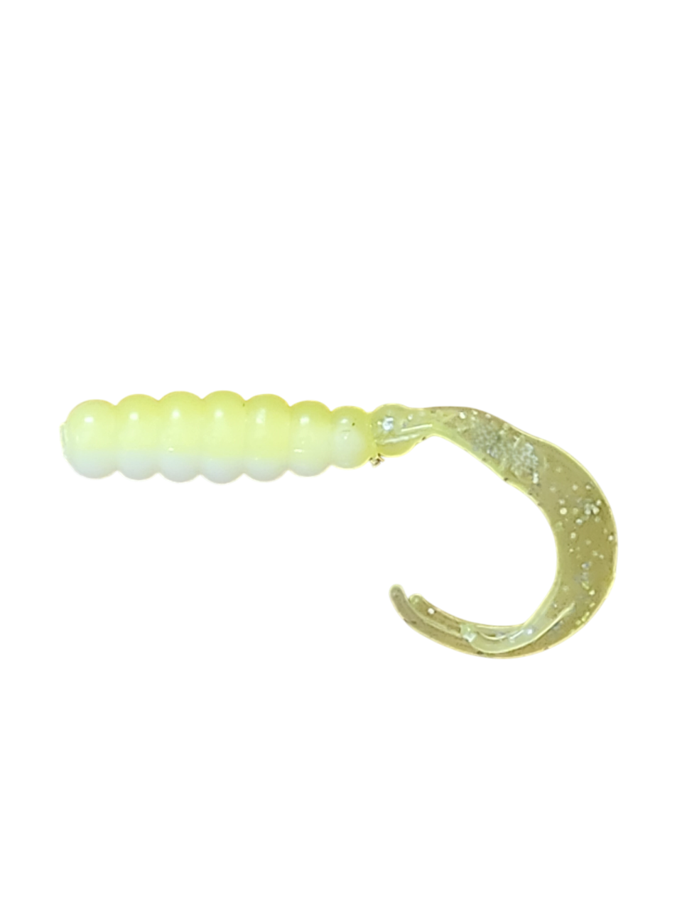 Crappie Country WOW Grub 2 inch curly tail soft plastic in lemon meringue pie